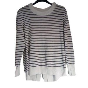 Eight Eighteen Sweater Fancy Back Detail Pullover Size Medium White Black Stripe